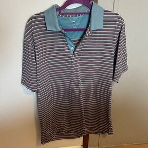 The Southern Shirt Company Striped Polo - Blue and Brown